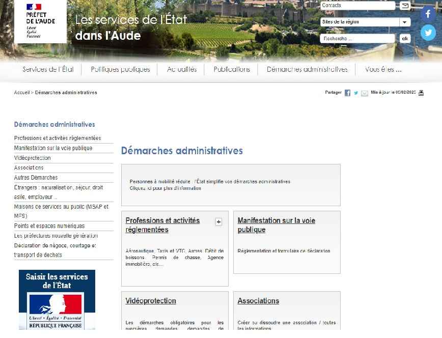 Site internet de la préfecture de Carcassonne