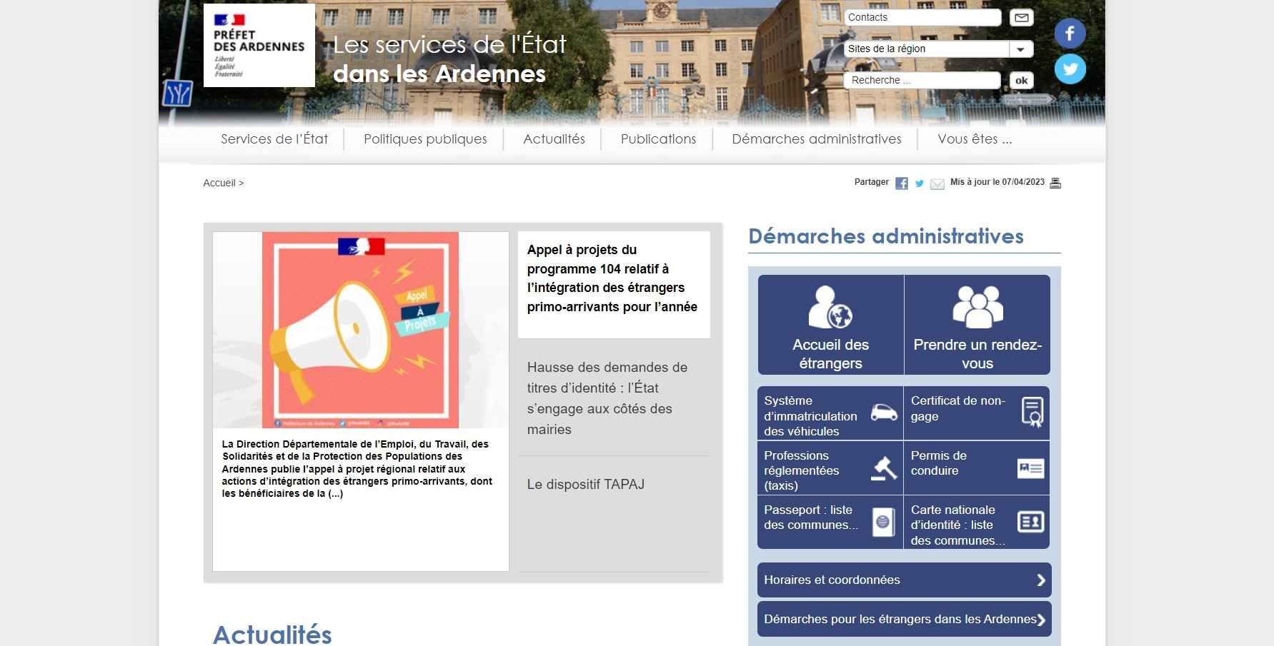 Site internet de la préfecture de Charleville-Mézières