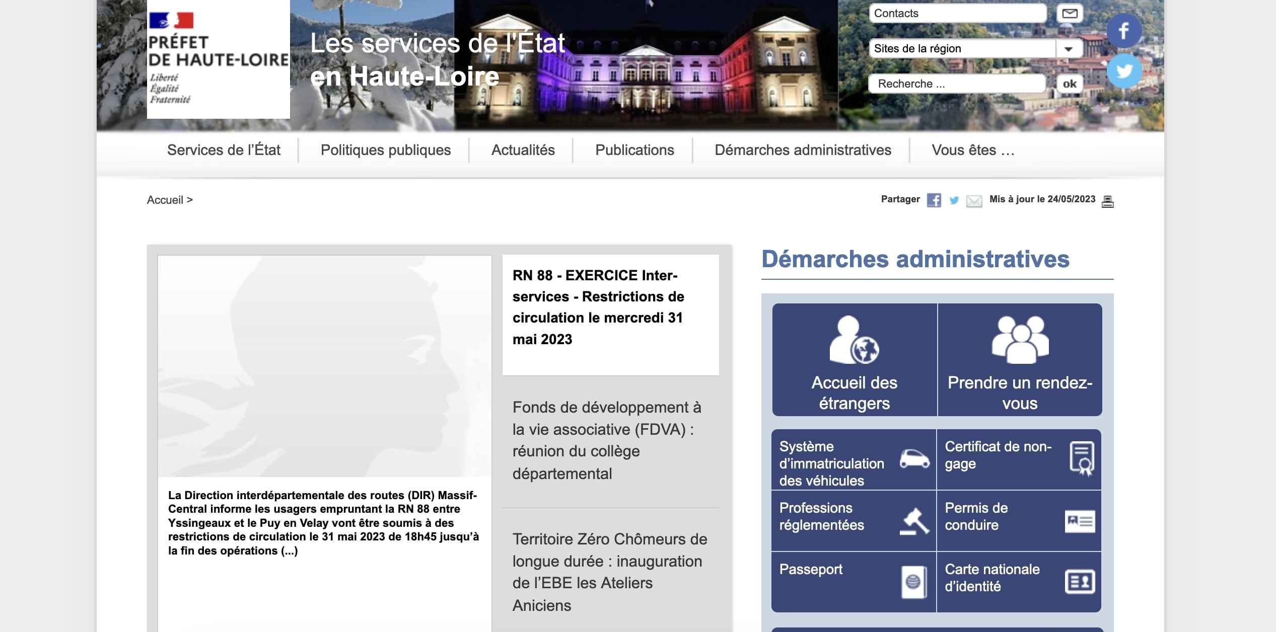 Site internet de la préfecture de Le Puy-en-Velay