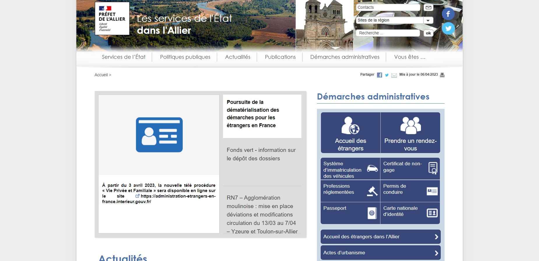 Site internet de la préfecture de Moulins