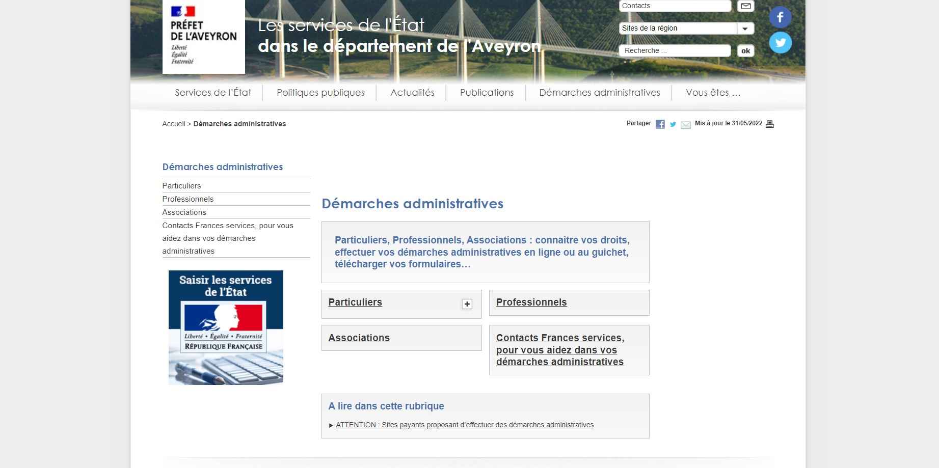 Site internet de la préfecture de Rodez