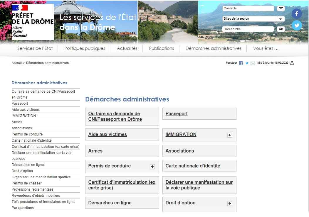 Site internet de la préfecture de Valence